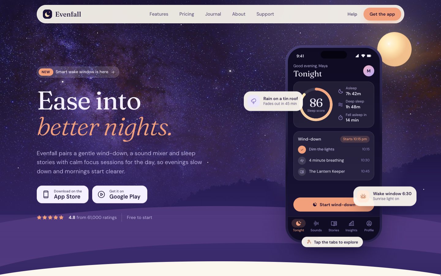 Evenfall template home page