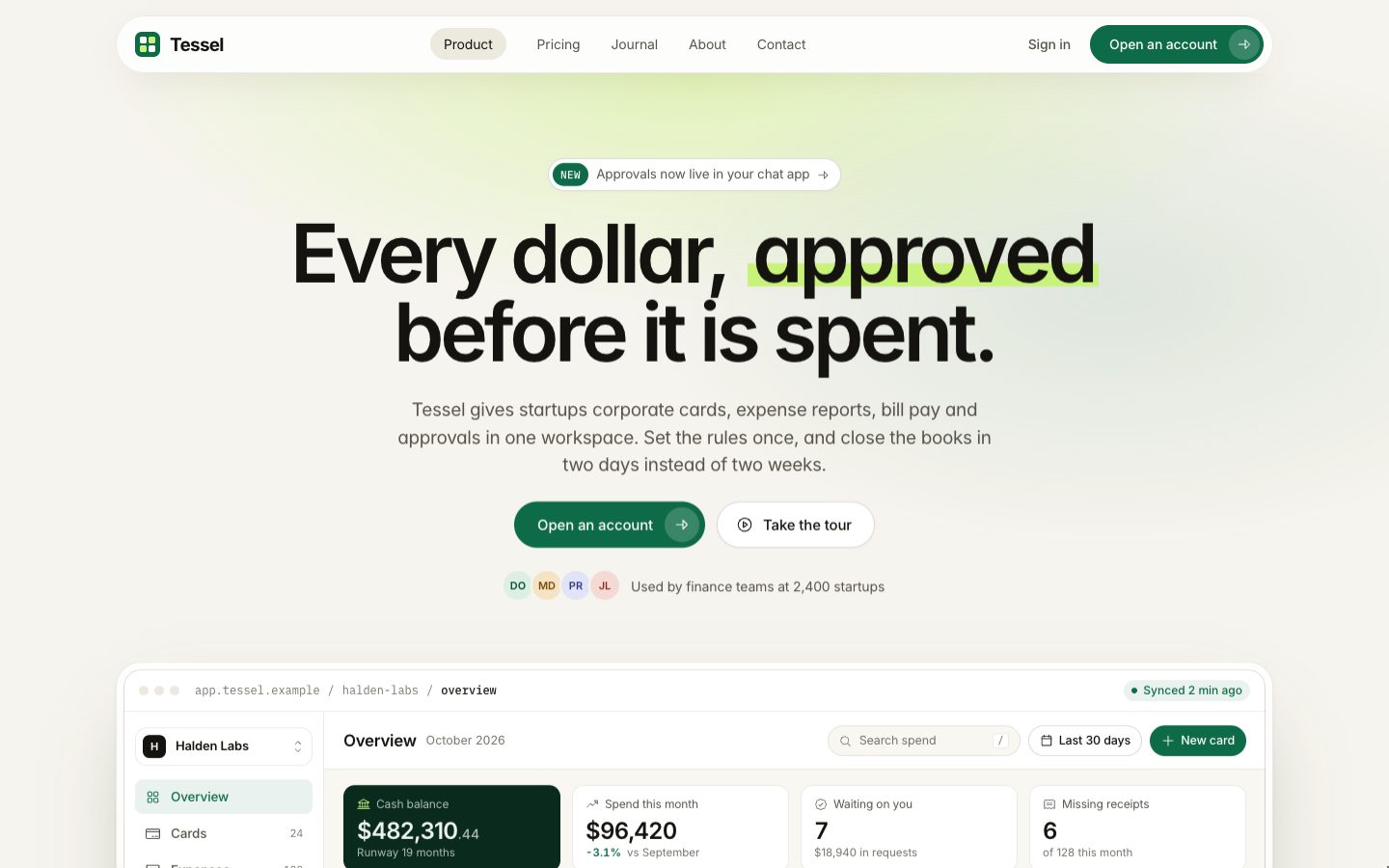 Tessel template home page